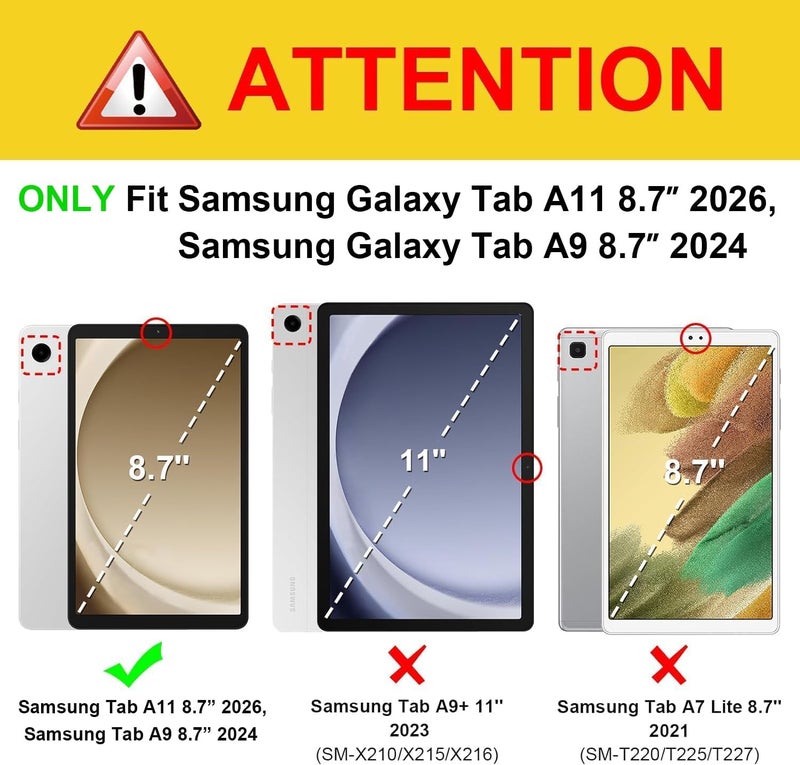 Azzsy Case for Samsung Galaxy Tab A11 8.7 Inch 2026, Samsung Galaxy Tab A9 8.7 Inch 2024, Heavy Duty Shockproof Rugged High Impact Protective Case, Black - Image 2